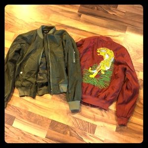 2 bomber jackets [ Green (L) & Orange (S) ]